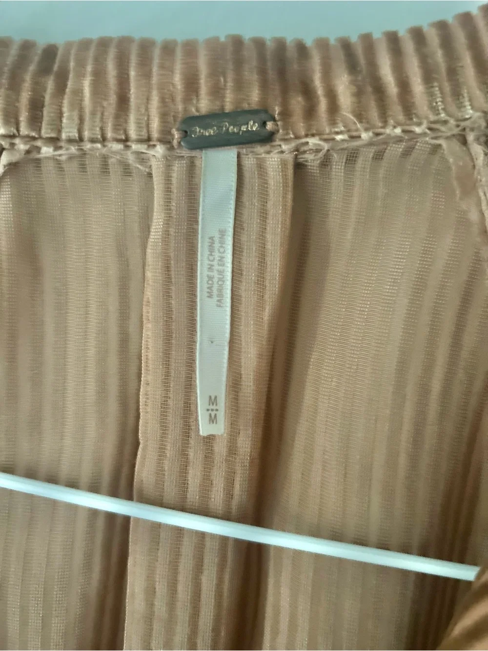 Free People Velvet Ribbed Button-Front Top in Copper